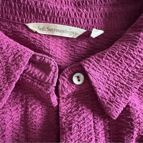 Soft Surroundings Blouse Womens 2X Purple Button Up Textured Lagenlook Flowy - Picture 11 of 13